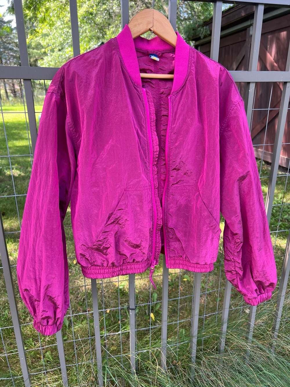 Old Navy Fuchsia Pink Quick Dry Nylon Bomber Windbreaker Jacket